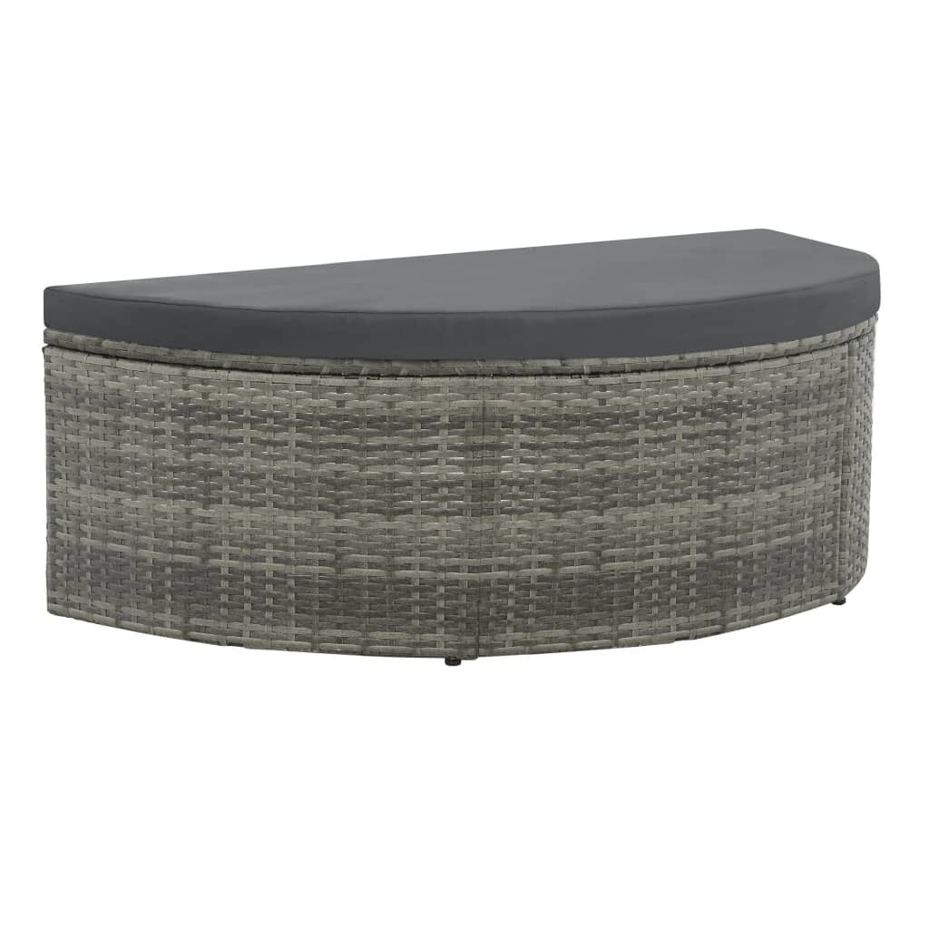 vidaXL 2 Seater Garden Sofa with Cushions and Parasol Grey Poly Rattan