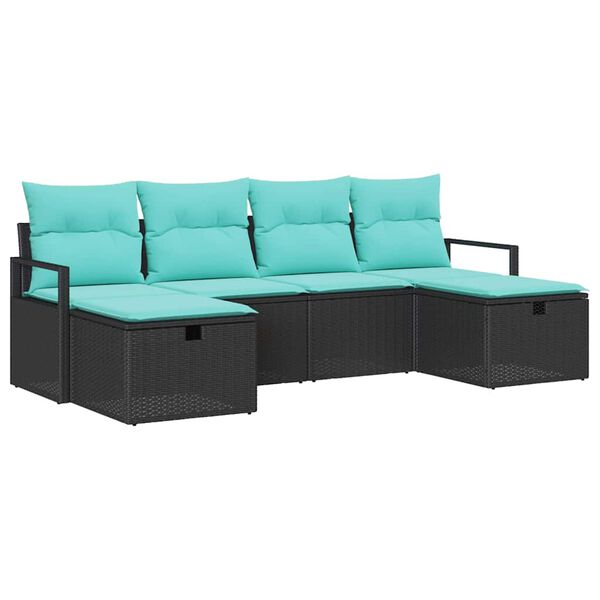 vidaXL Sofa Set with Cushion 5 pcs Poly Rattan
