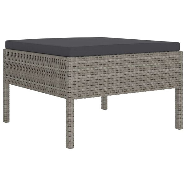vidaXL 6 Piece Garden Lounge Set with Cushions Poly Rattan Grey