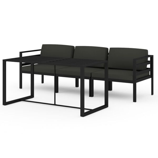 vidaXL 4 Piece Garden Lounge Set with Cushions Aluminium Anthracite