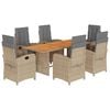 vidaXL 7 Piece Garden Dining Set with Cushions Grey Poly Rattan