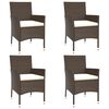 vidaXL 5 Piece Garden Dining Set with Cushions Brown Poly Rattan