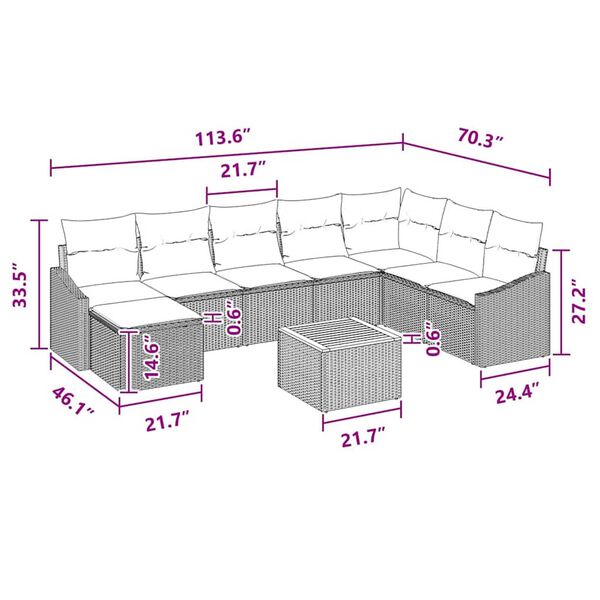 vidaXL Garden Sofa Set 9 pcs Black and turquoise