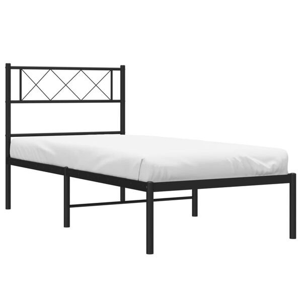 vidaXL Metal Bed Frame without Mattress with Headboard Black 100x190cm