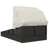 vidaXL Sunbed with Foldable Roof Black 200x114x128 cm Poly Rattan