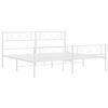 vidaXL Metal Bed Frame without Mattress with Footboard White 183x213cm