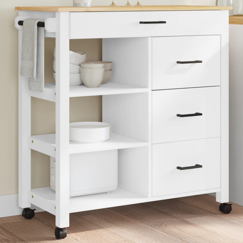 vidaXL Kitchen Trolley MONZA 84x40x90 cm Solid Wood Pine