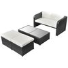 vidaXL 4 Piece Garden Lounge Set with Cushions Poly Rattan Black