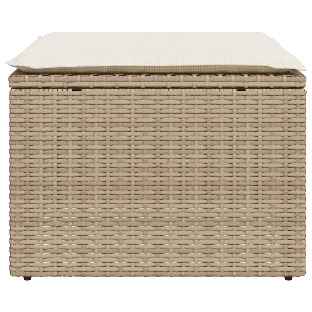 vidaXL Garden Stool with Cushion Beige 55x55x37 cm Poly Rattan