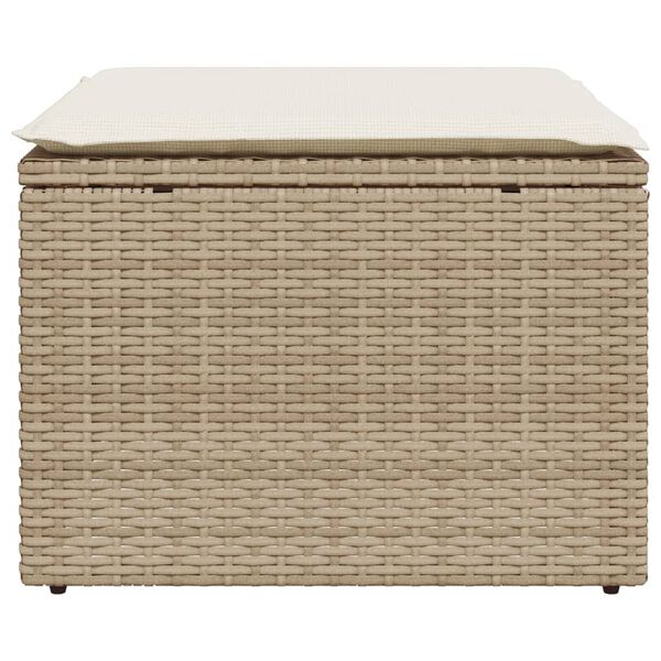 vidaXL Garden Stool with Cushion Beige 55x55x37 cm Poly Rattan