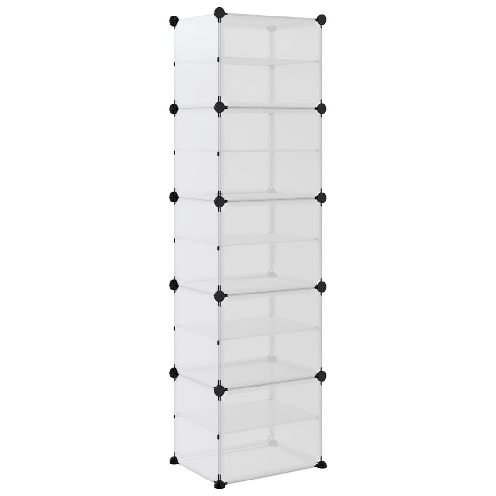vidaXL Shoe Rack Transparent 44x31.5x153.5 cm PP