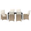 vidaXL Garden Dining Set with Cushion 7 pcs Beige Poly Rattan