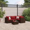 vidaXL 5 Piece Garden Lounge Set with Cushions Brown Poly Rattan