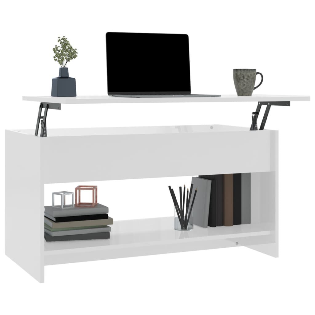 vidaXL Coffee Table High Gloss White 102x50x52,5 cm Engineered Wood
