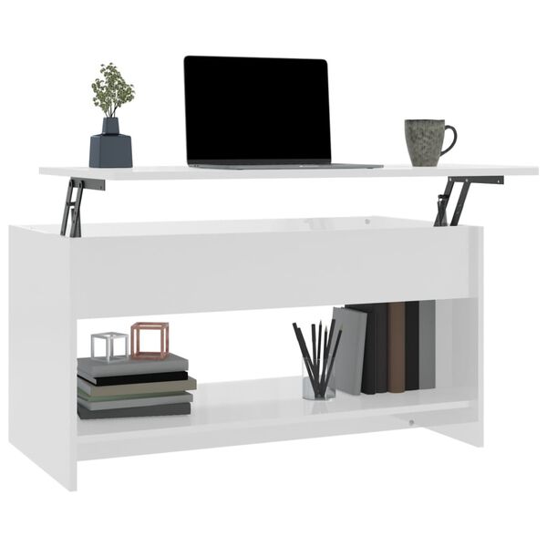 vidaXL Coffee Table High Gloss White 102x50x52,5 cm Engineered Wood