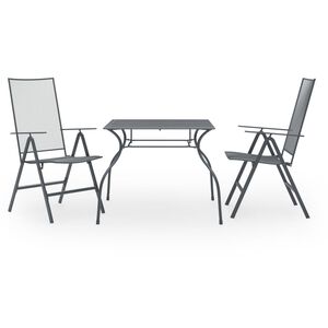 vidaXL 3 Piece Garden Dining Set Steel Anthracite