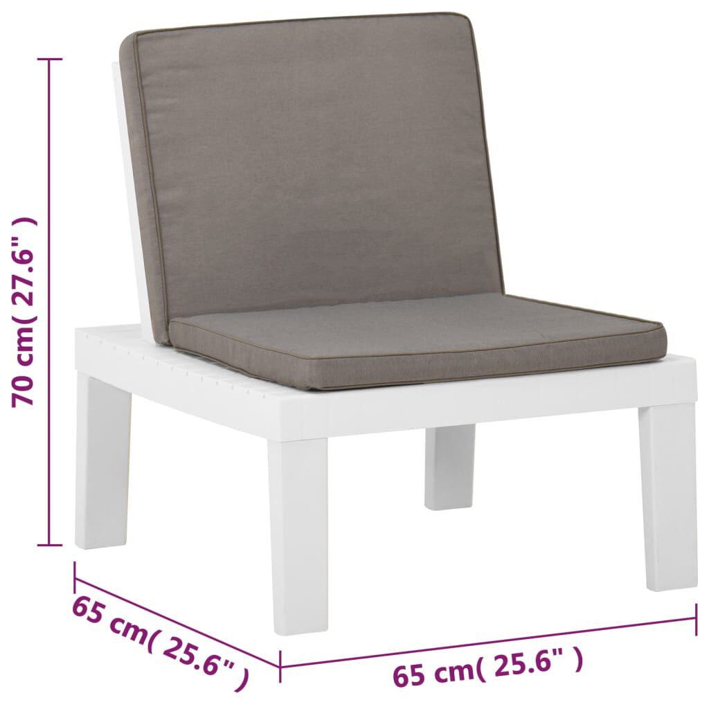 vidaXL 4 Piece Garden Lounge Set with Cushions Plastic White