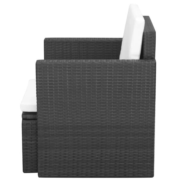 vidaXL Garden Chair with Cushions and Pillows Poly Rattan Black