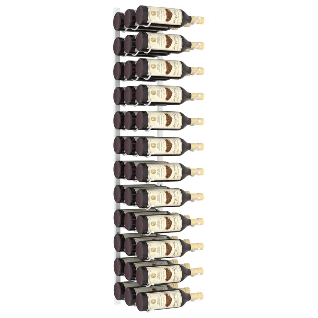 vidaXL Wall Mounted Wine Rack for 36 Bottles White Iron