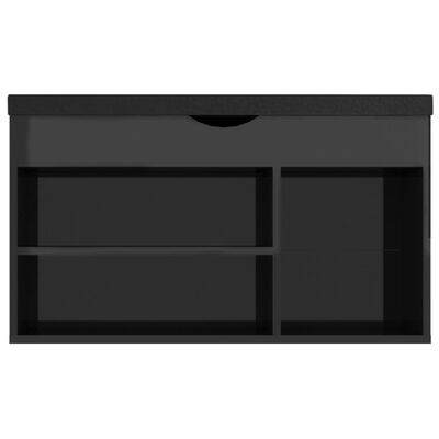 vidaXL Shoe Bench with Cushion High Gloss Black 80x30x47 cm Engineered Wood