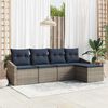 vidaXL Sofa Set with Cushion 5 pcs Grey Poly Rattan