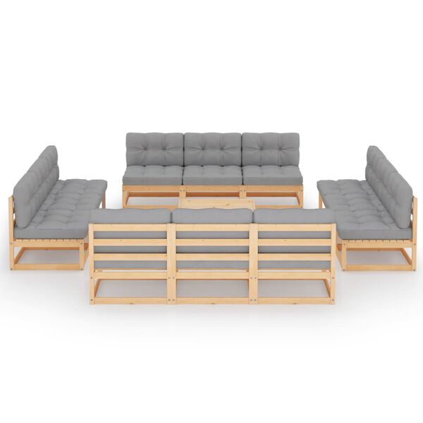 vidaXL 13 Piece Garden Lounge Set with Cushions Solid Pinewood