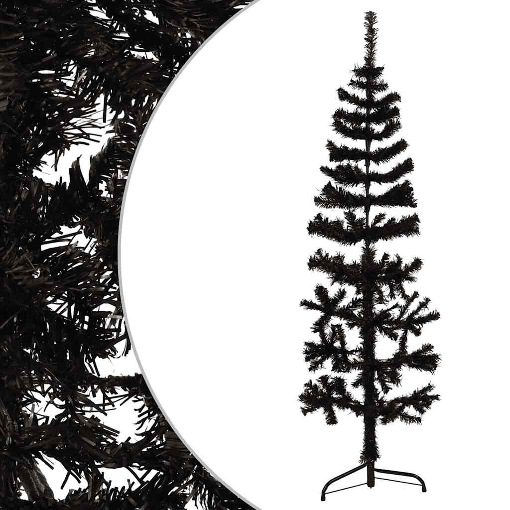 vidaXL Slim Artificial Half Christmas Tree with Stand Black 150 cm