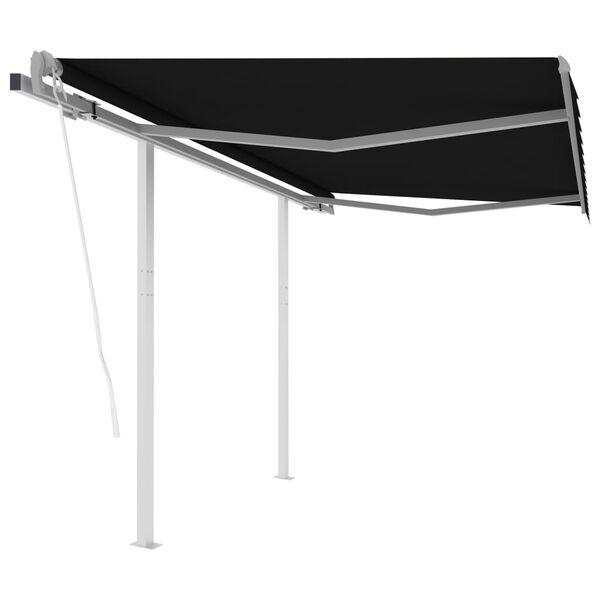 vidaXL Automatic Retractable Awning with Posts 3x2.5 m Anthracite