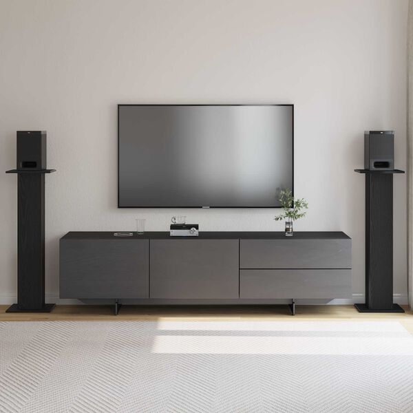 vidaXL Speaker Stands 2 pcs Black Oak 30 x 30 x 95 cm Engineered Wood