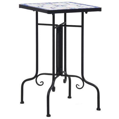 vidaXL Mosaic Side Table Blue and White Ceramic