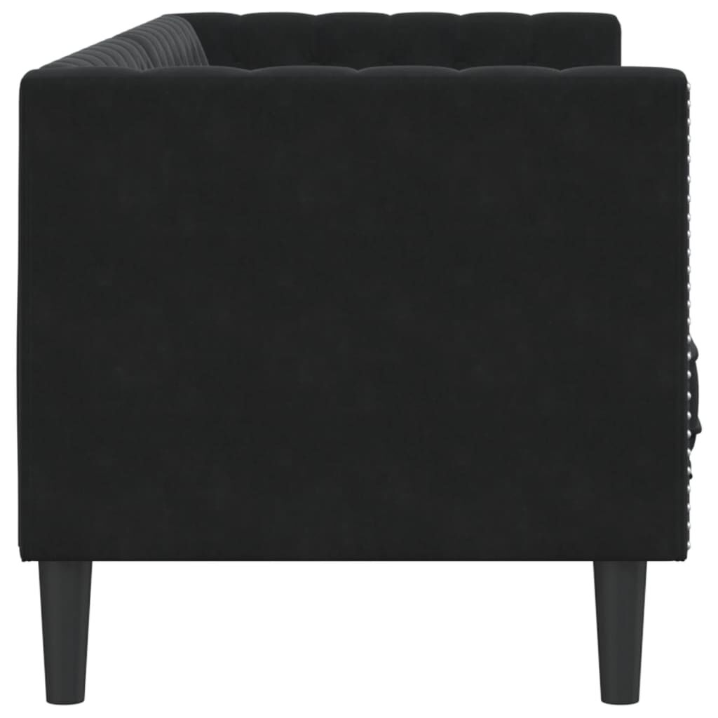 vidaXL Chesterfield Sofa with Bolsters 3-Seater Black Velvet