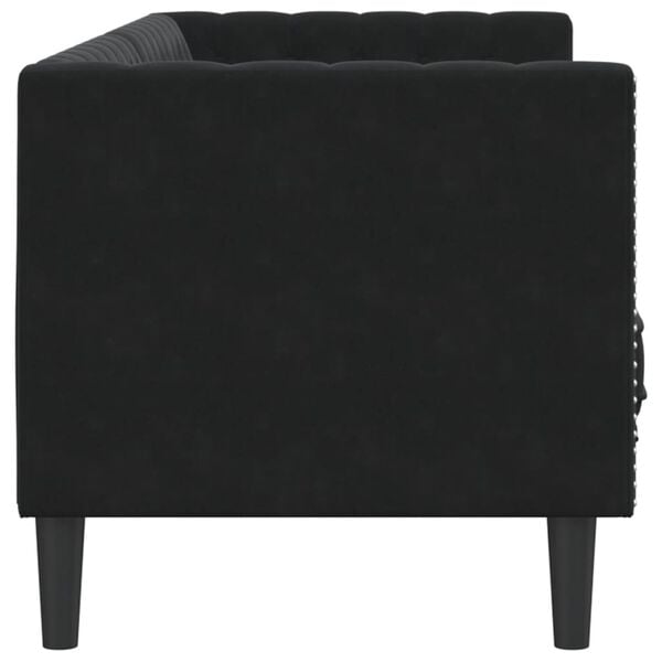 vidaXL Chesterfield Sofa with Bolsters 3-Seater Black Velvet