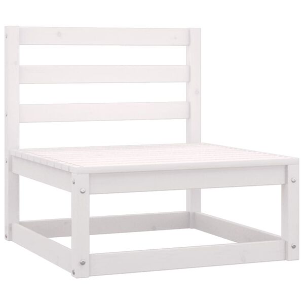 vidaXL 3 Piece Garden Lounge Set with Cushions White Solid Pinewood