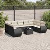 vidaXL 10 Piece Garden Sofa Set with Cushions Black Poly Rattan