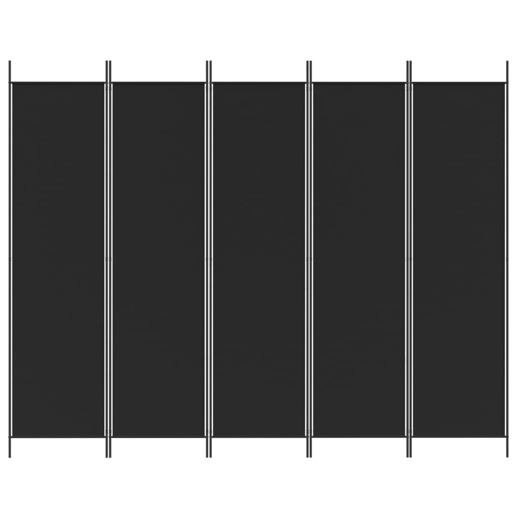vidaXL 5-Panel Room Divider Black 250x200 cm Fabric