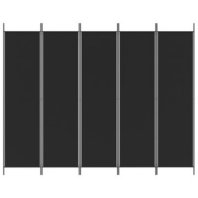 vidaXL 5-Panel Room Divider Black 250x200 cm Fabric