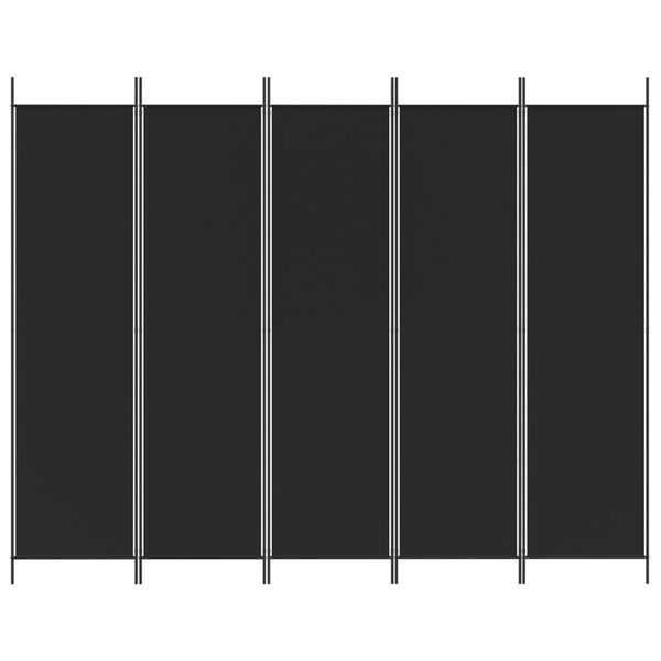 vidaXL 5-Panel Room Divider Black 250x200 cm Fabric