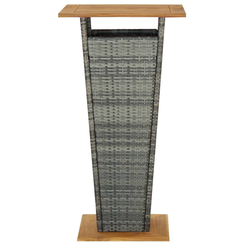 vidaXL Bar Table Grey 60x60x110 cm Poly Rattan and Solid Acacia Wood