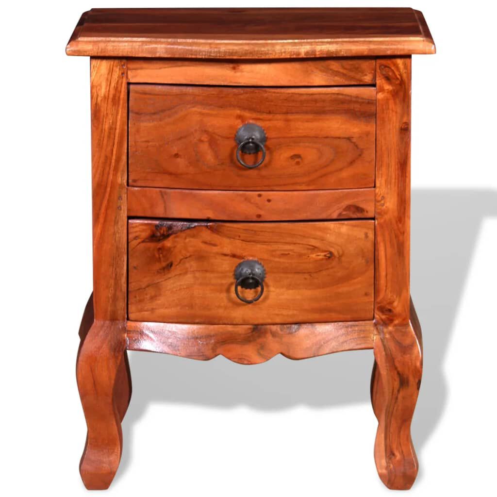 vidaXL Nightstand with Drawers Solid Acacia Wood