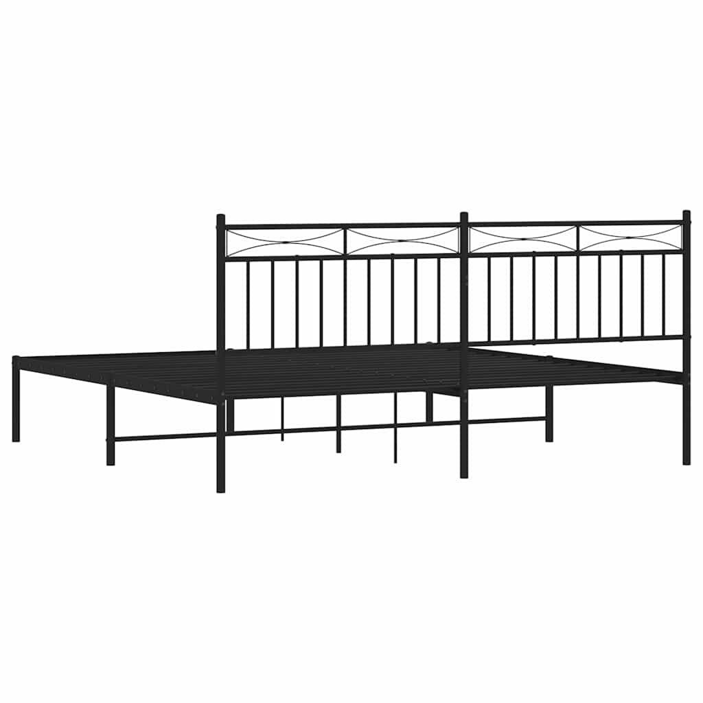 vidaXL Metal Bed Frame without Mattress with Headboard Black 183x213cm