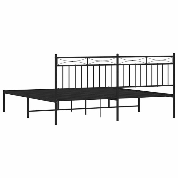vidaXL Metal Bed Frame without Mattress with Headboard Black 183x213cm