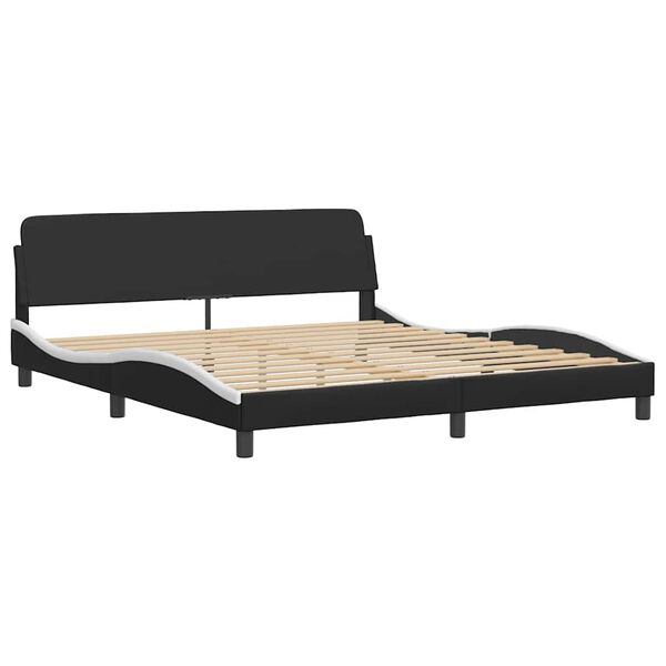 vidaXL Bed Frame "Dover" Black and White 183x213 cm Faux Leather
