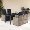 vidaXL 5 Piece Garden Dining Set with Cushions Grey Poly Rattan