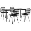 vidaXL 5 Piece Garden Dining Set Black Poly Rattan