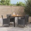 vidaXL 5 Piece Garden Dining Set with Cushions Black Poly Rattan
