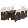 vidaXL 9 Piece Garden Dining Set with Cushions Brown Poly Rattan