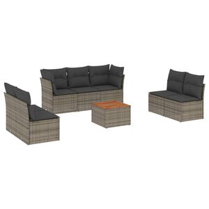 vidaXL 8 Piece Garden Sofa Set with Cushions Grey Poly Rattan