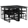 vidaXL 9 Piece Garden Dining Set with Cushions Black Textilene