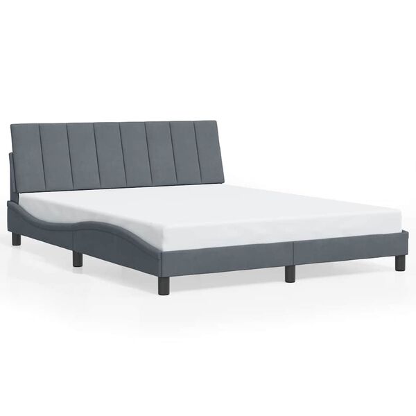 vidaXL Bed Frame without Mattress "Hanko" Dark Grey 152x203 cm Queen Velvet