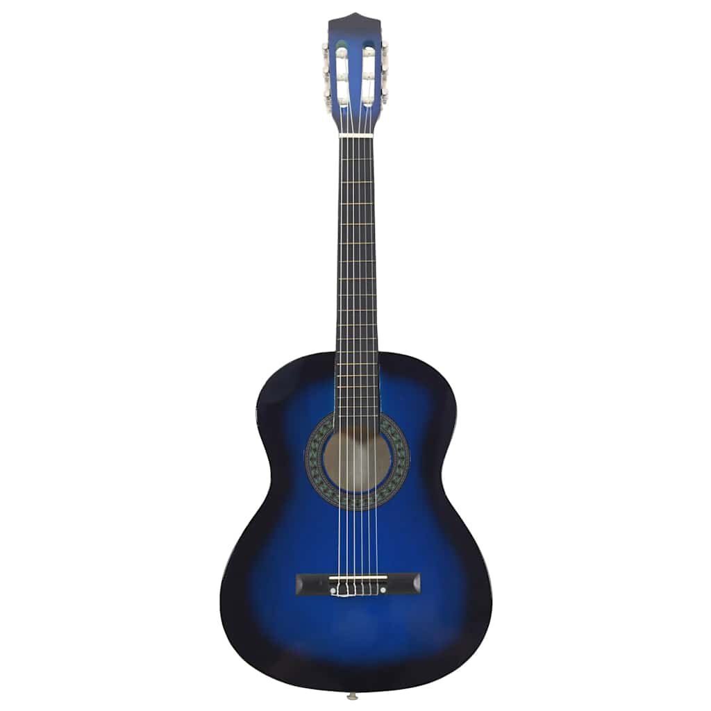 vidaXL 8 Piece Classical Guitar Beginner Set Blue 3/4 36"
